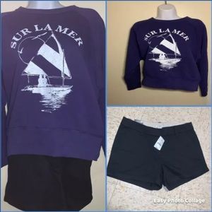 J Crew Women’s Sweater Small & Chino Shorts Size 2 Brand New W/Tag